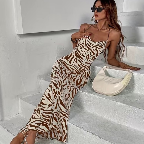 NWT Zebra Backless Cami Dress Size Large (8/10) - Picture 3 of 6